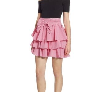 Scripted Gingham Tiered Ruffled Mini Skirt